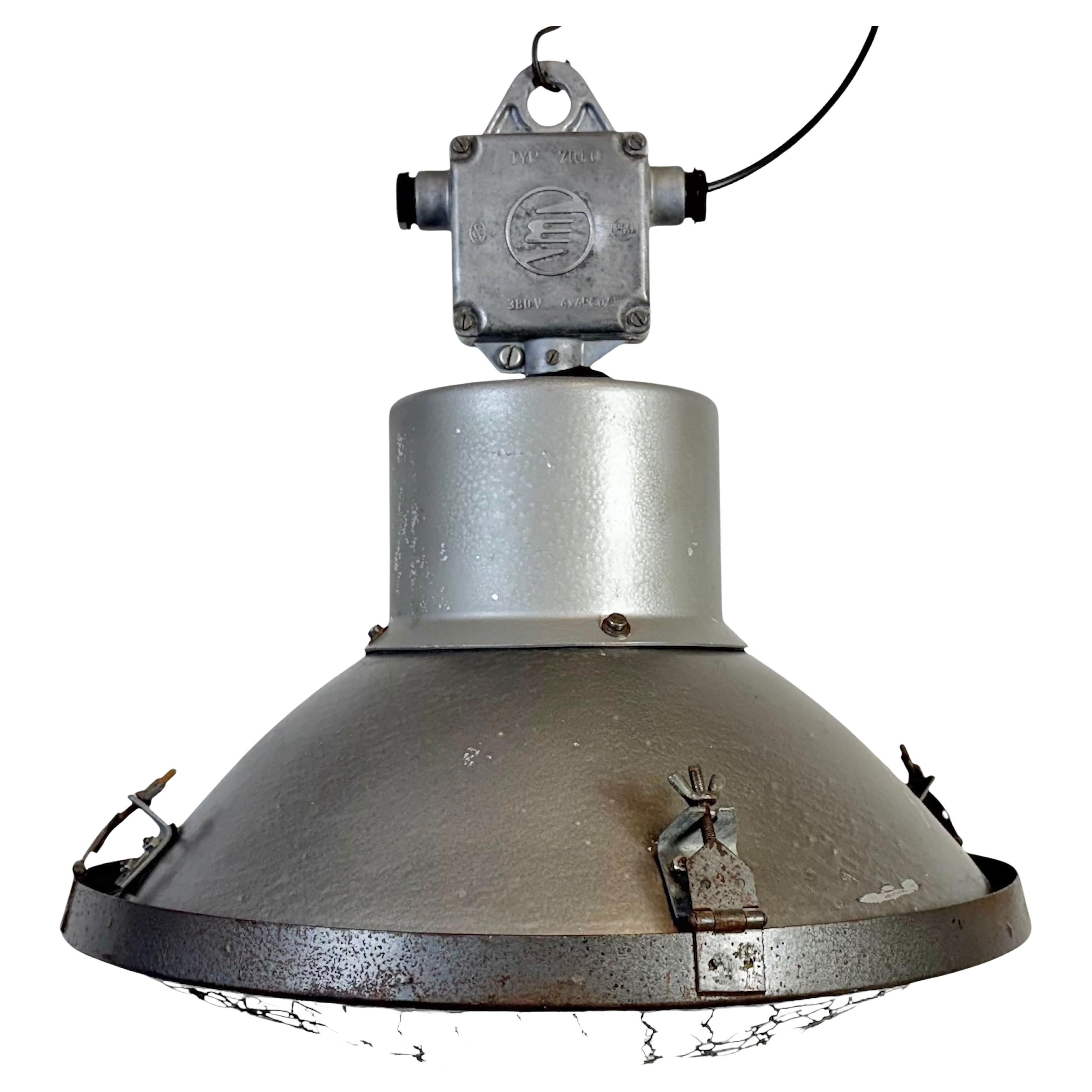 Industrial Grey Hammer Paint Pendant Lamp from Elektrosvit, 1960s For Sale