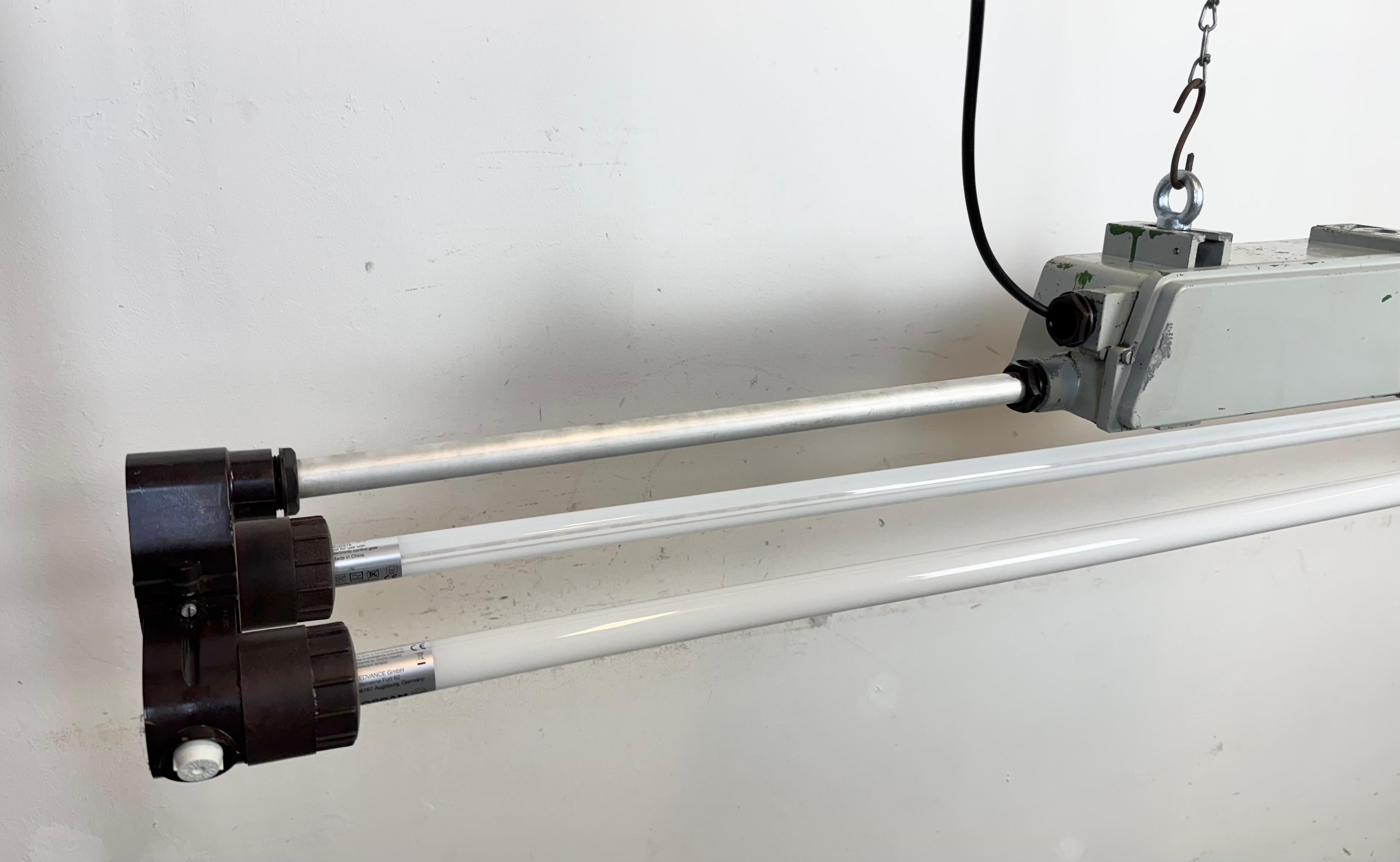 Late 20th Century Industrial Grey Tube Light from Elektrosvit,  1970s For Sale
