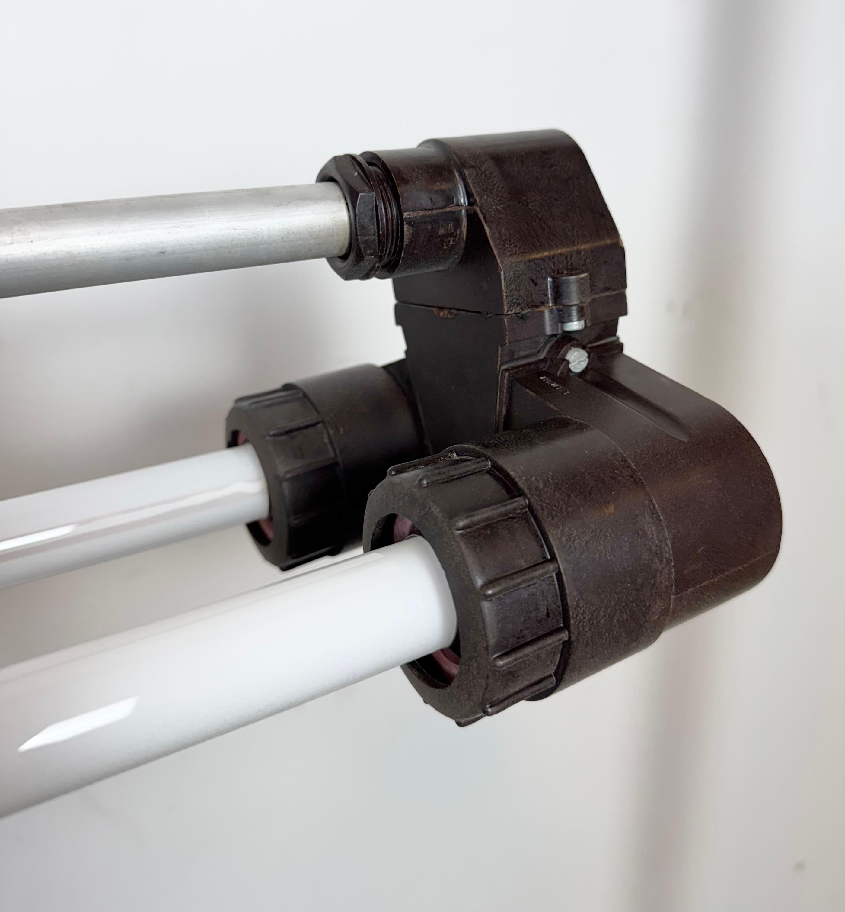 Aluminum Industrial Grey Tube Light from Elektrosvit,  1970s For Sale