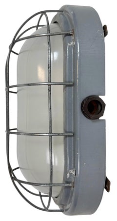 Industrial Grey Wall Light with Milk Glass from Elektrosvit, 1970s