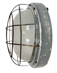 Industrial Grey Wall Light with Milk Glass from Elektrosvit, 1970s