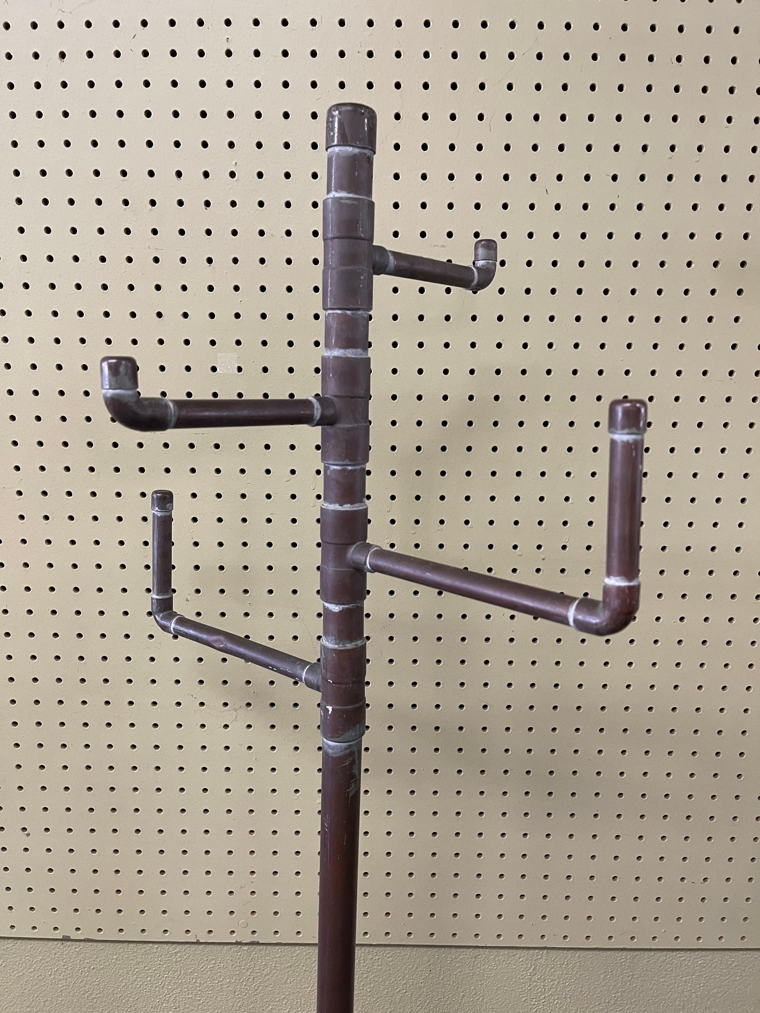 American Industrial Handmade Copper Pipe Coat Rack For Sale