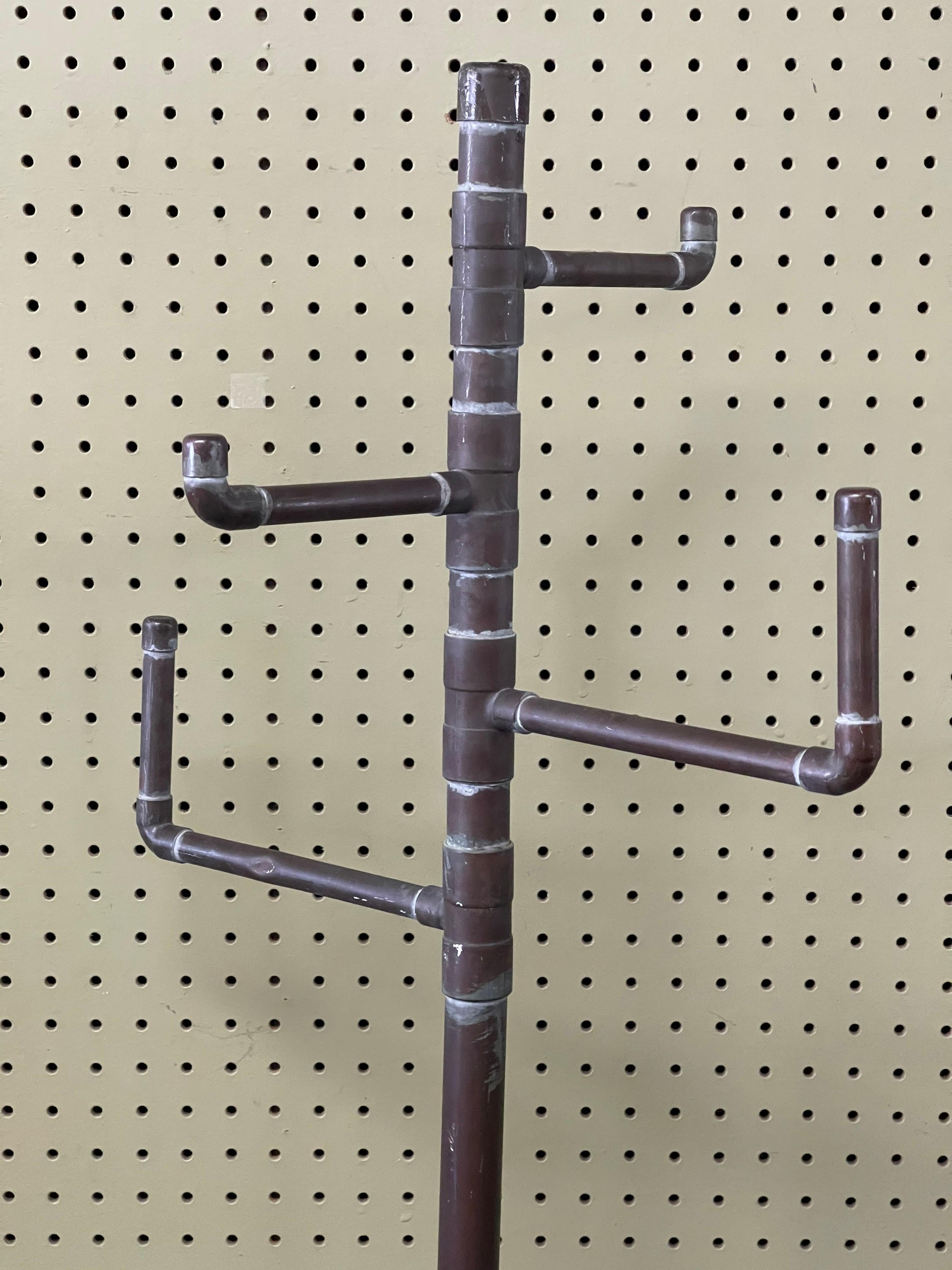 20th Century Industrial Handmade Copper Pipe Coat Rack For Sale