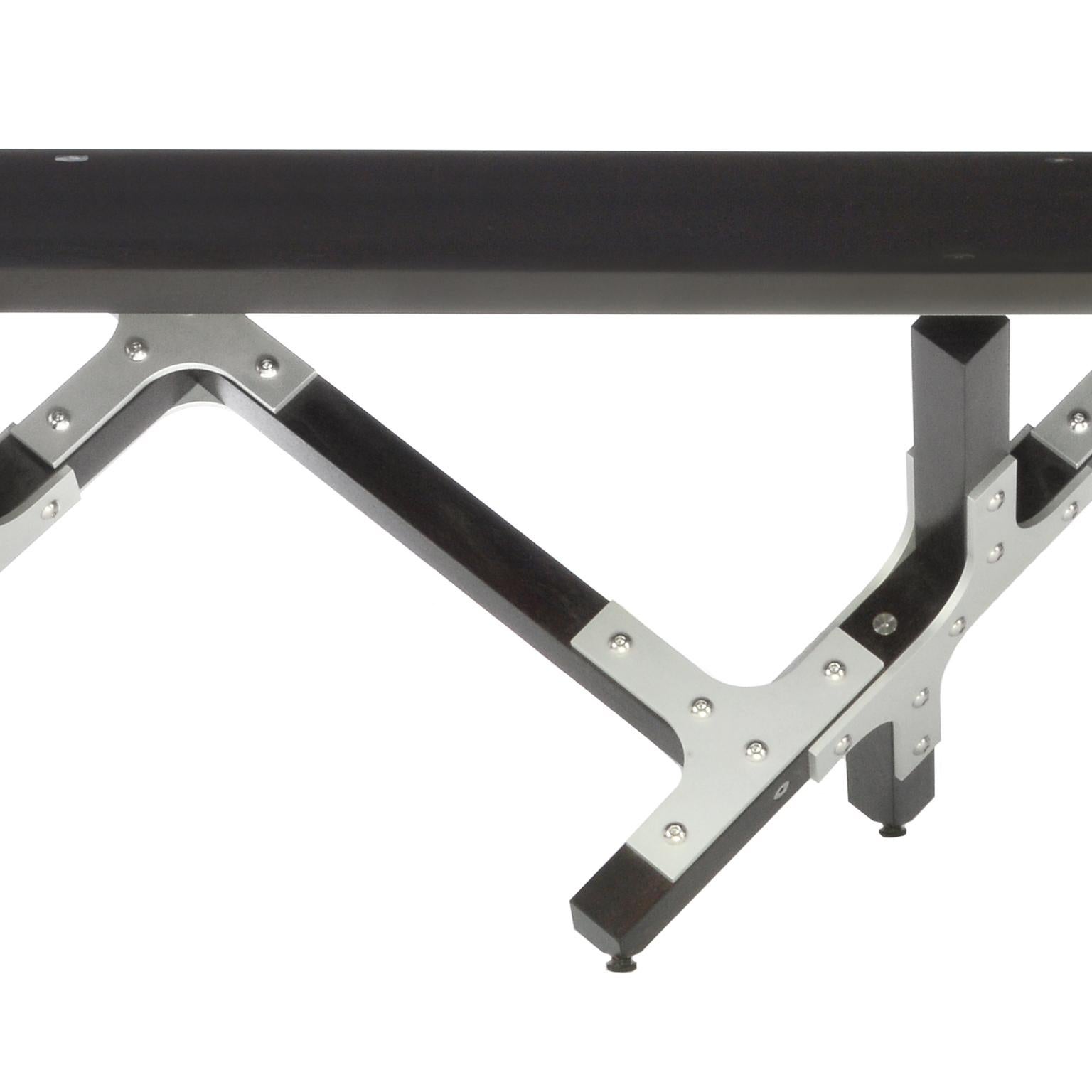 Modern Industrial Handmade Bench by Peter Harrison, Black Wood and  Aluminum, In Stock For Sale