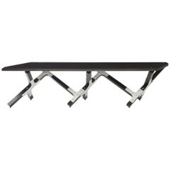Industrial Handmade Bench by Peter Harrison, Black Wood and  Aluminum, In Stock