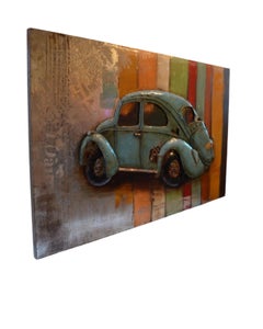 Industrial Handmade Metal 3D Beetle Love Wall Art