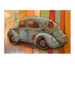 Industrial Handmade Metal 3D Beetle Love Wall Art