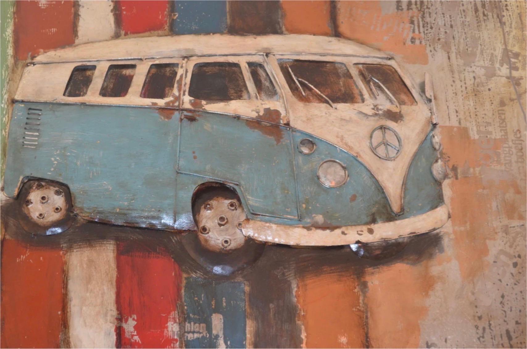 Industrial Handmade Metal 3D Bulli Love Wandkunst (amerikanisch) im Angebot