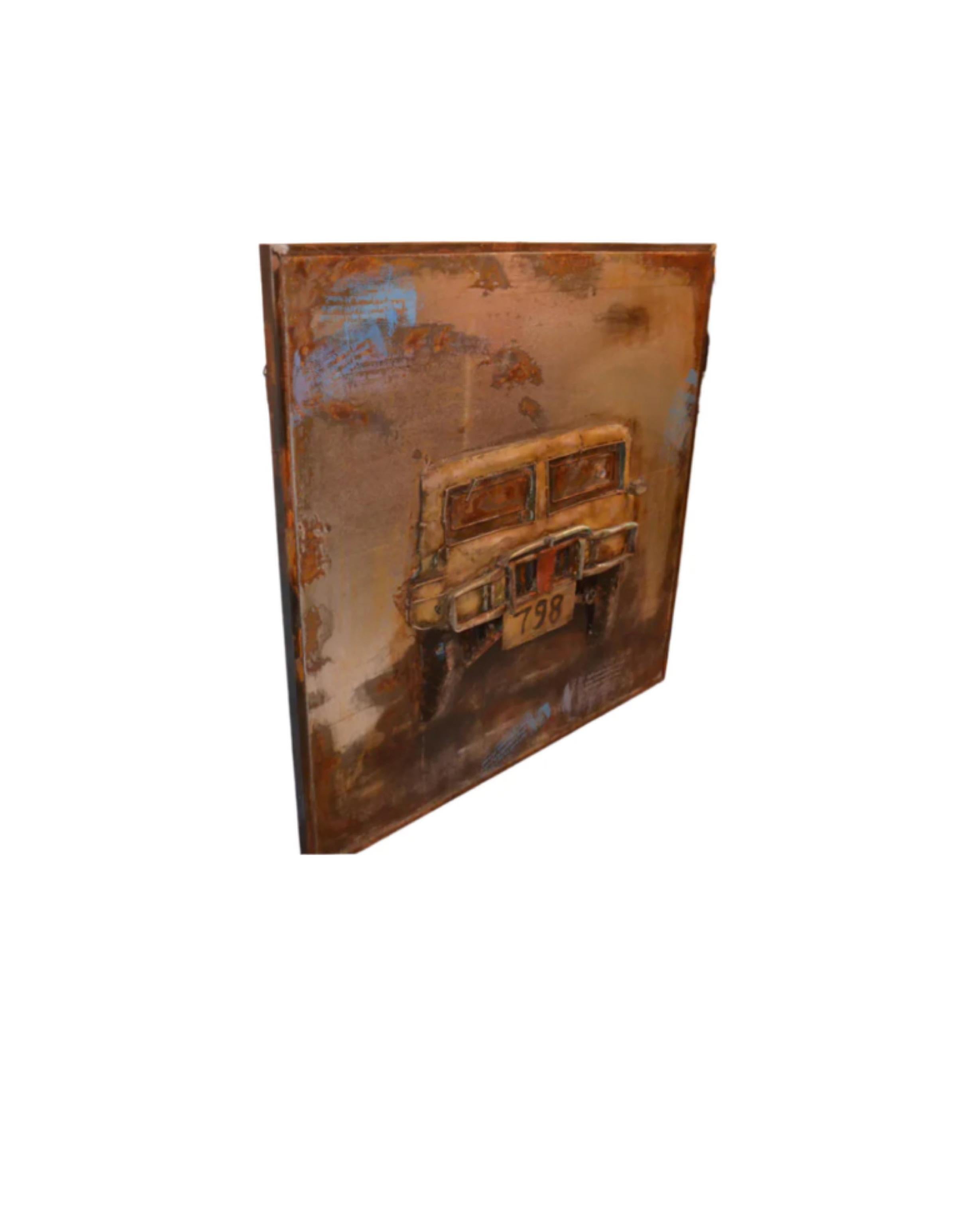 Canadian Industrial Handmade Metal 3D Relief Image Hummer Wall Art For Sale