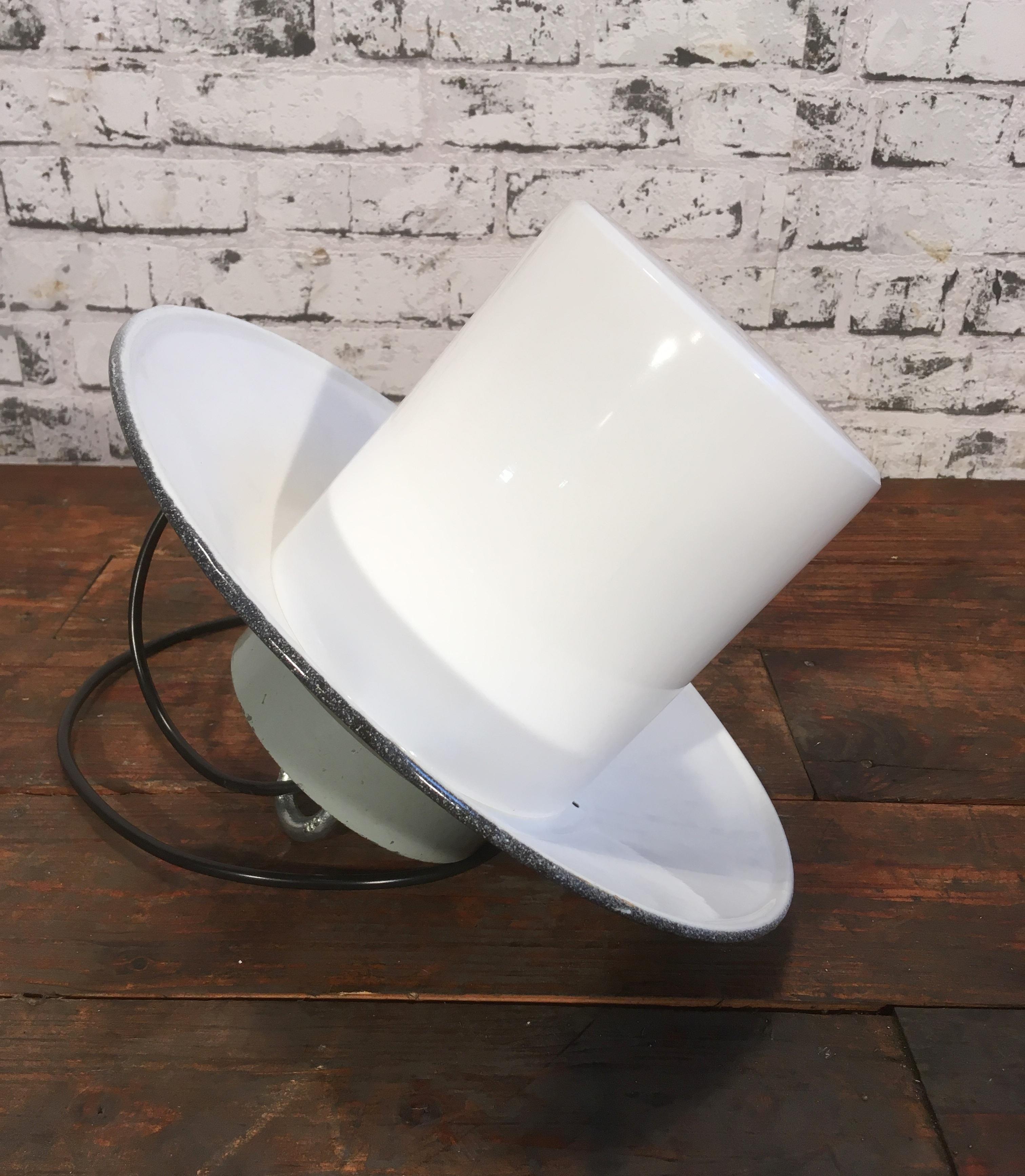 Industrial Hanging Lamp With Milk Glass, 1970s 2