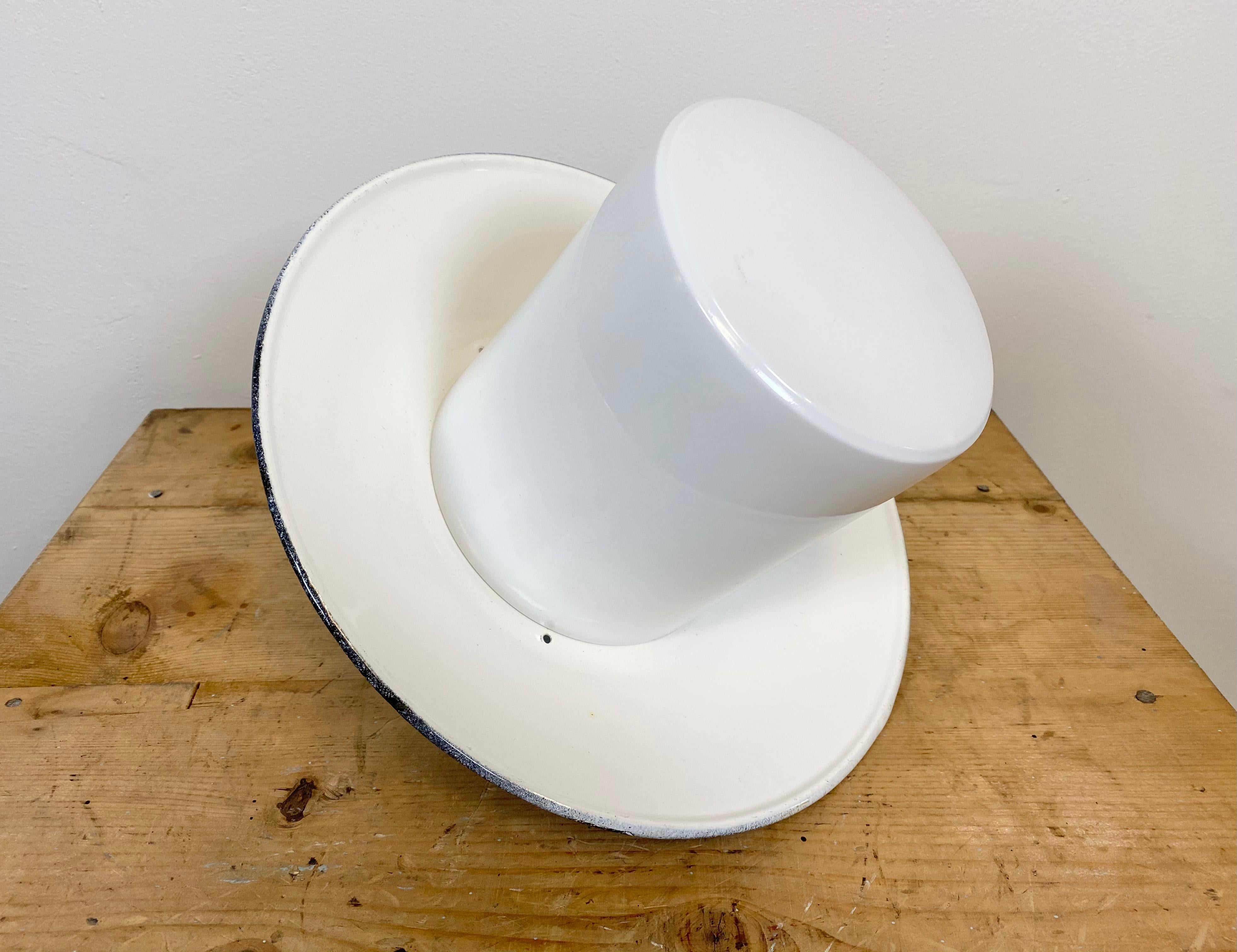 20th Century Industrial Hanging Lamp with Milk Glass, 1970s For Sale