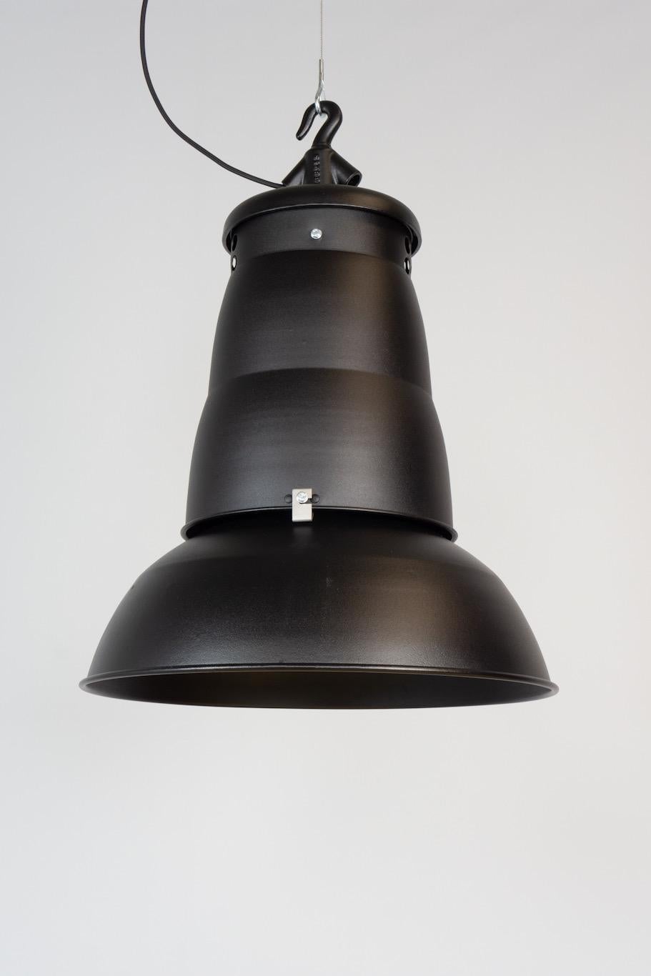 French Industrial Hanging Light Pendant Philips PHD400 Black Label Collection 1957 For Sale