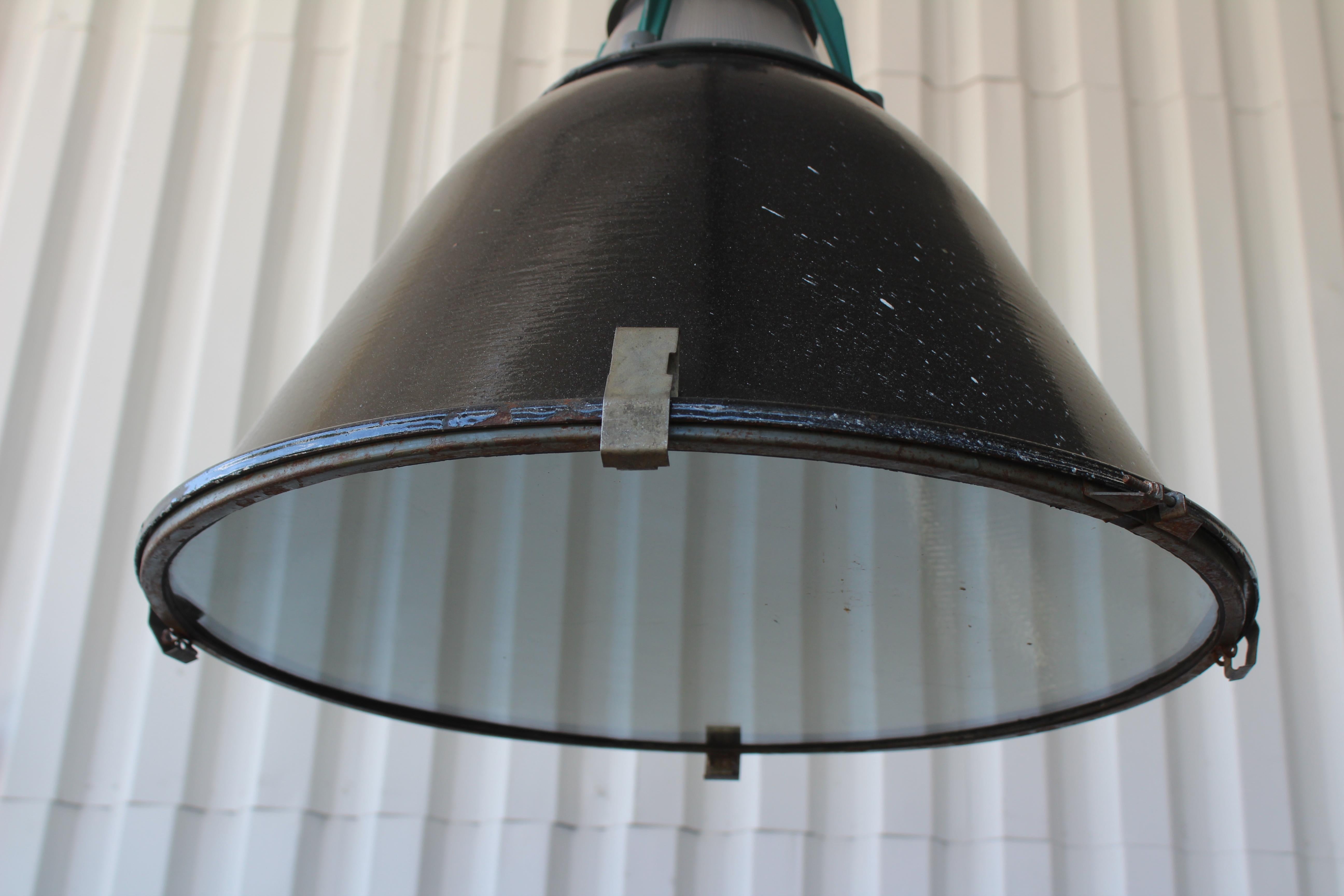 Industrial Hanging Pendant Light, Russia, 1960s, Pair Available In Good Condition In Los Angeles, CA