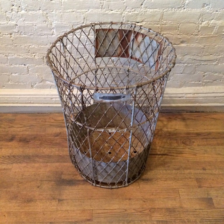 Industrial Heavy Gauge Metal Mesh Waste Basket by Norwich For Sale at