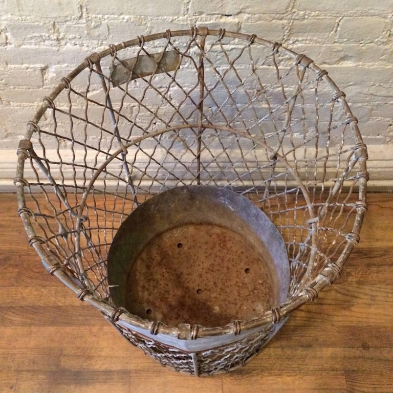 Industrial Heavy Gauge Metal Mesh Waste Basket by Norwich For Sale at