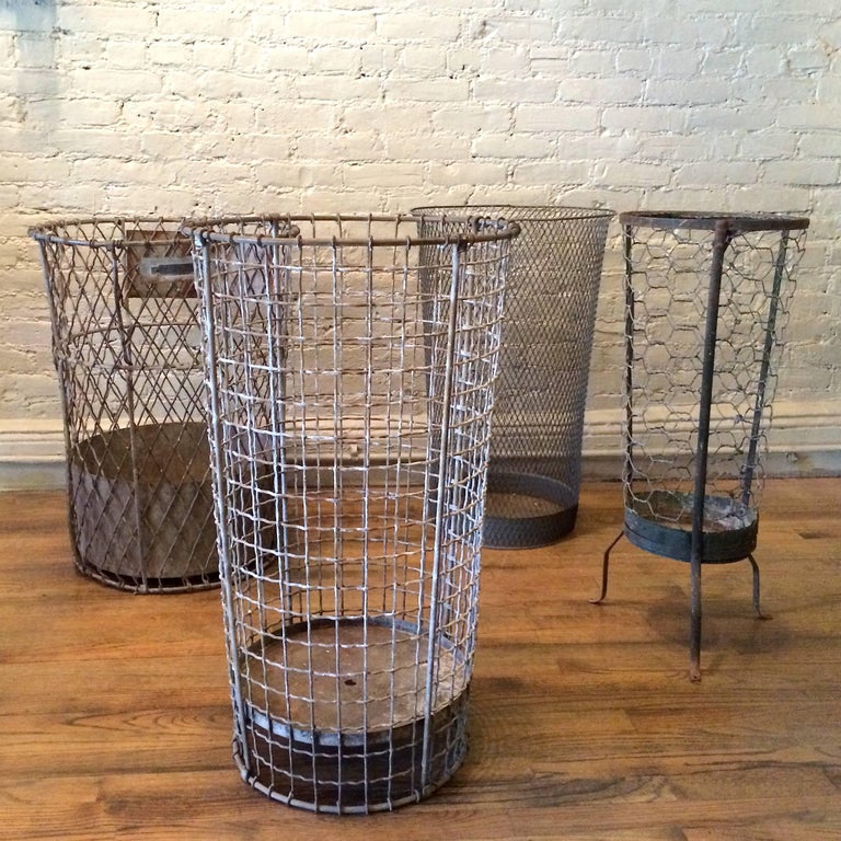Industrial Heavy Gauge Metal Mesh Waste Basket by Norwich For Sale at