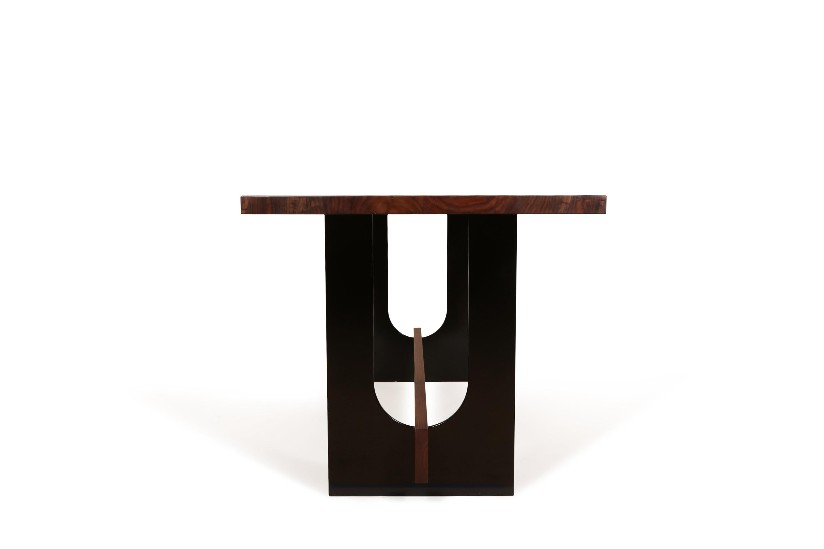 Contemporary Industrial High-Top Claro Walnut and Steel Dining Table For Sale
