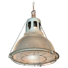 Industrial Holophane Caged Factory Pendant Light