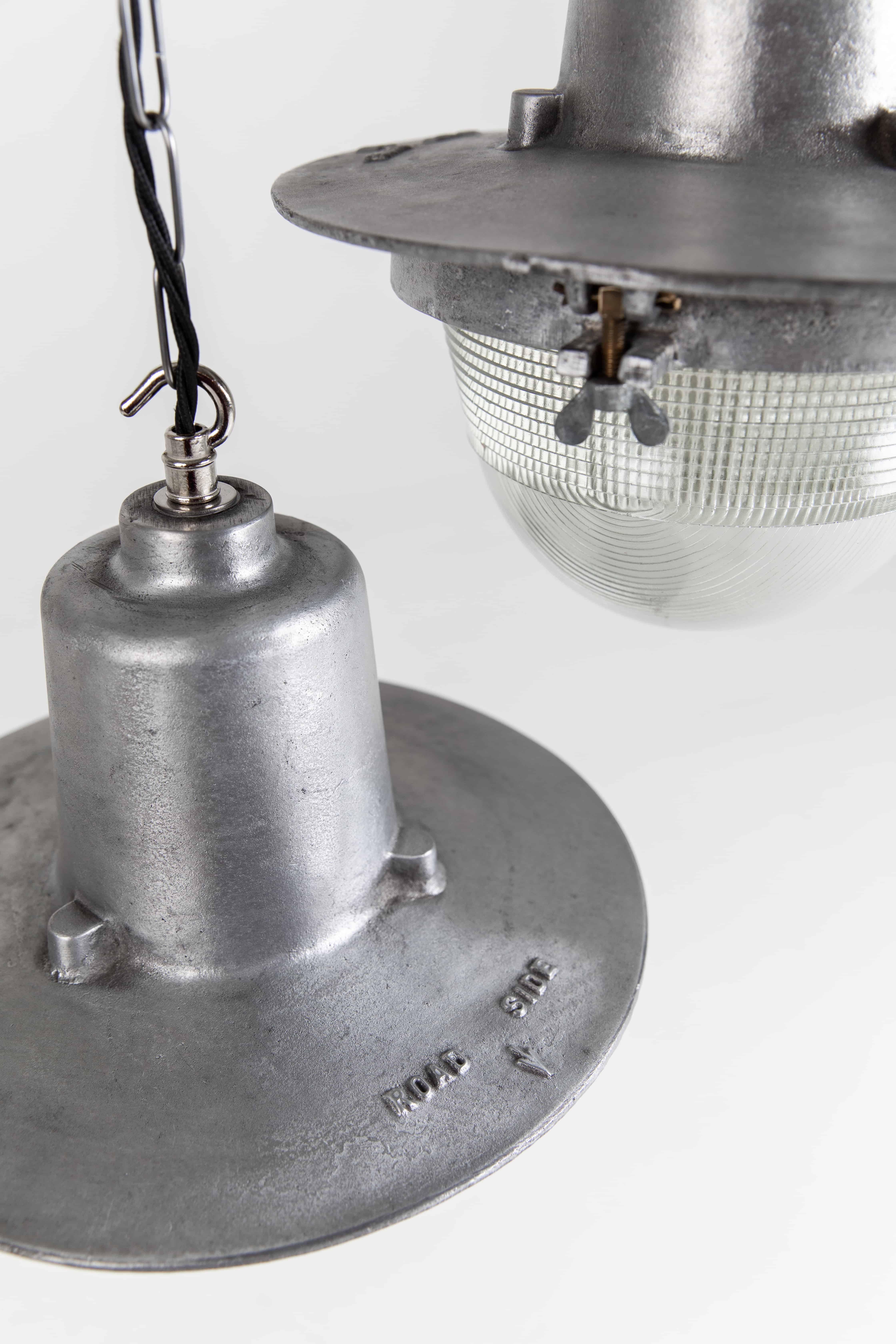 Industrial Holophane Glass & Cast Aluminium Street Lamps. c.1940 For Sale 3