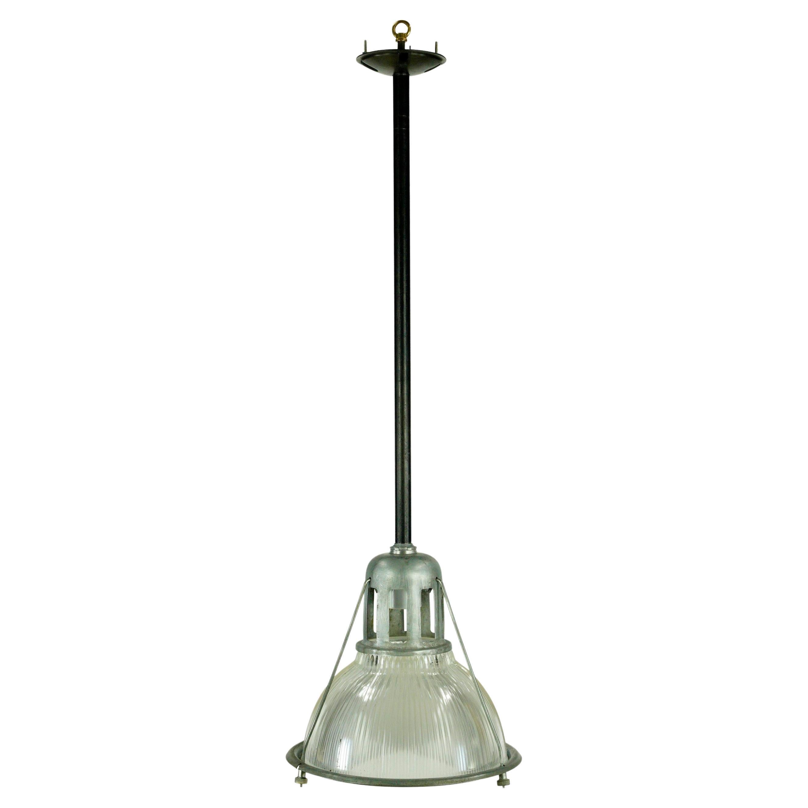 Industrial Holophane Glass Steel Pendant Light Qty Available