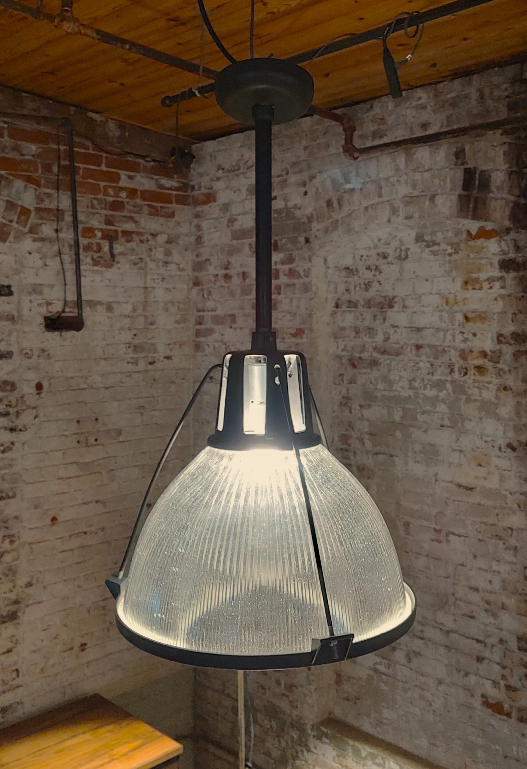 American Industrial Holophane Pendant For Sale