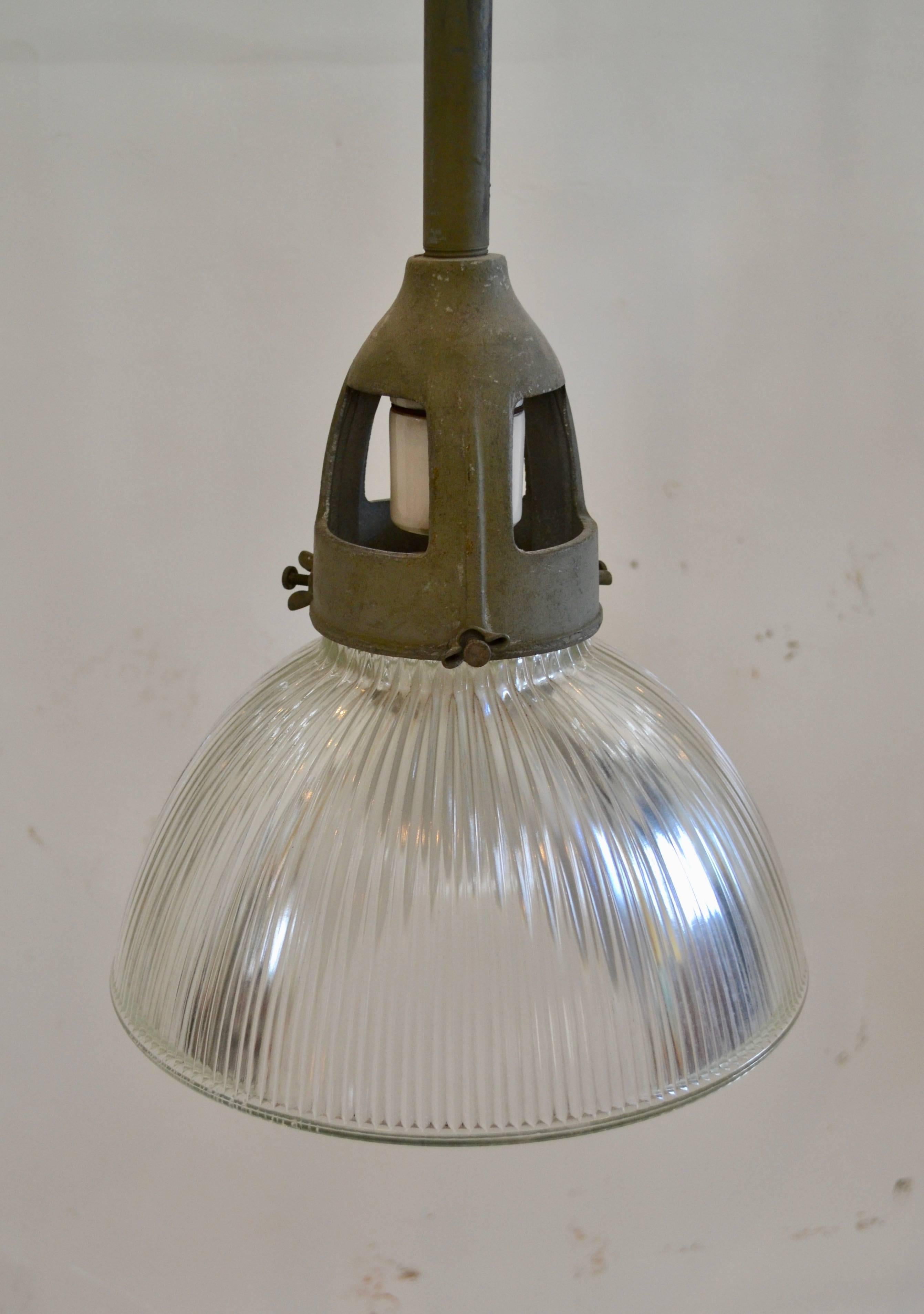 Industrial Holophane Pendant Lights In Good Condition In Baltimore, MD