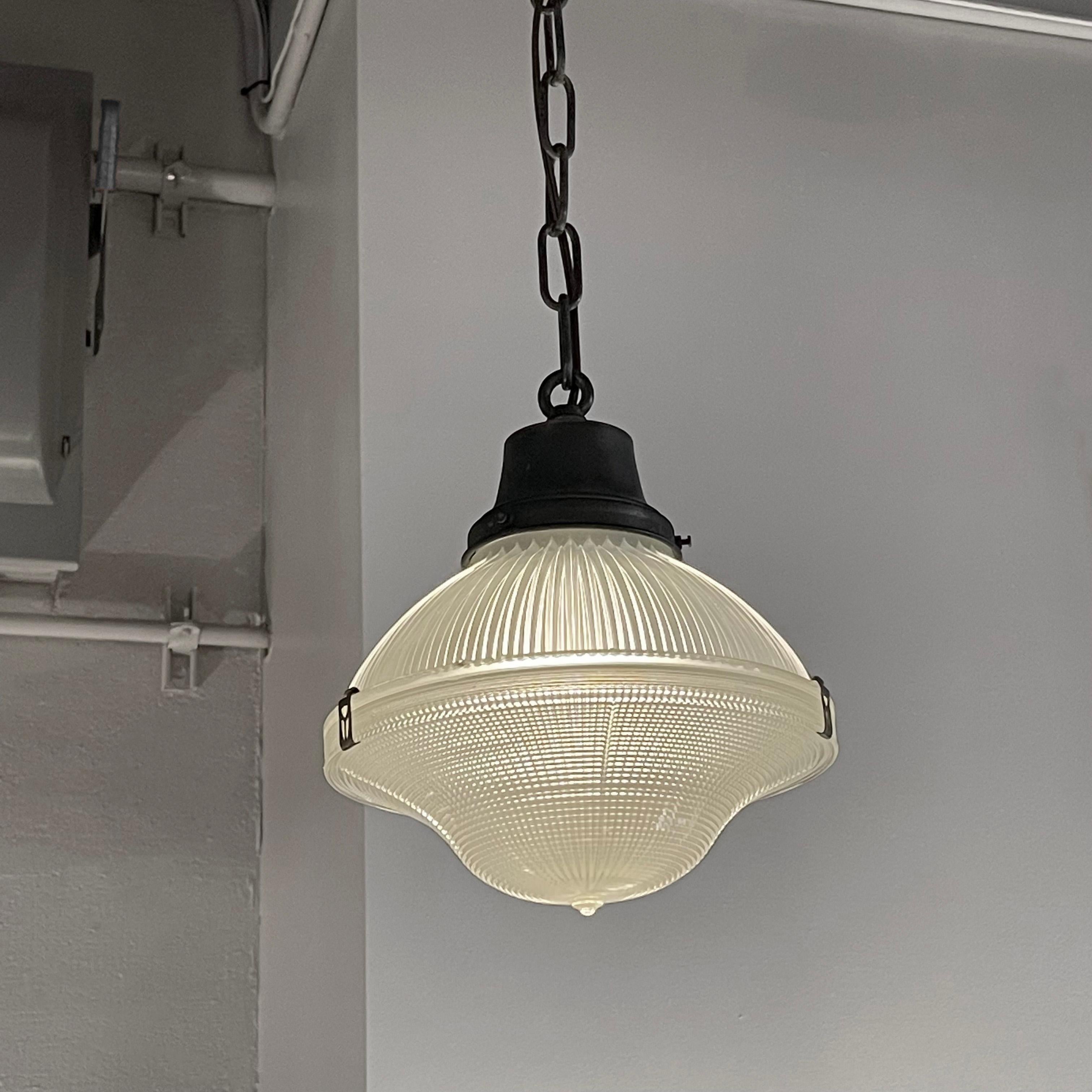 20th Century Industrial Holpophane Factory Pendant Lights