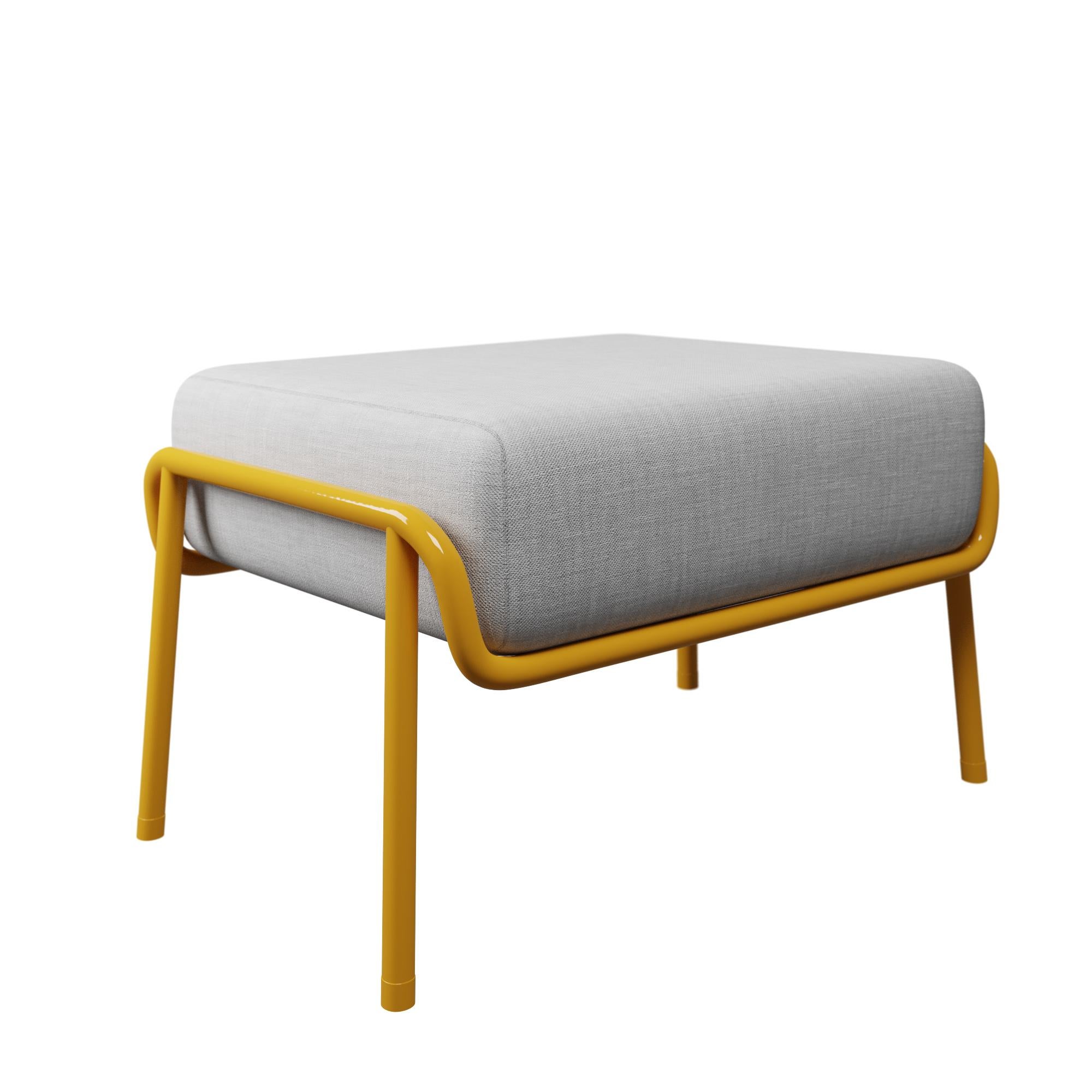 Portuguese Industrial Honey Finish Ottoman DUV Cream fabric with handcrafted by Murmurio For Sale