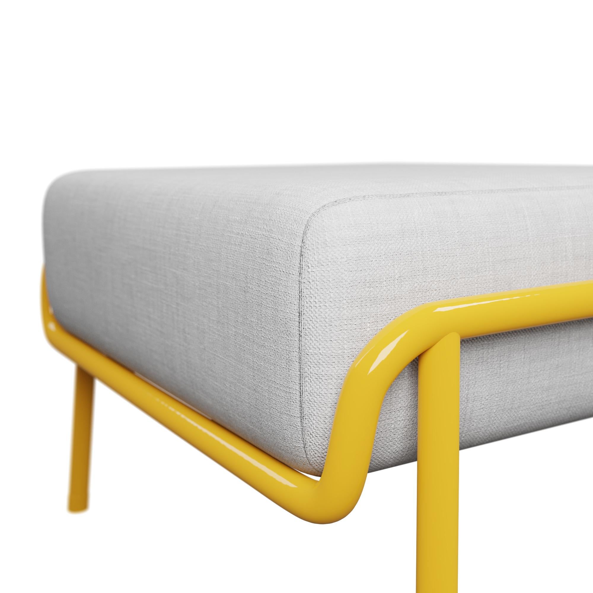 Industrial Honey Finish Ottoman DUV Cream fabric with handcrafted by Murmurio In New Condition For Sale In Lordelo, PT
