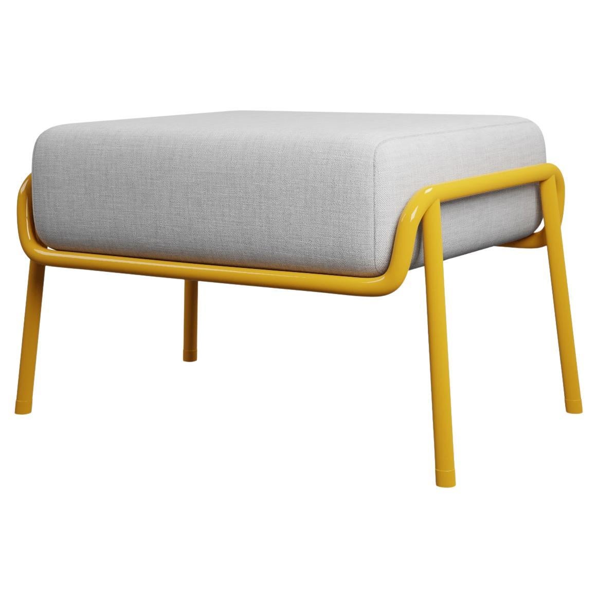 Industrial Honey Finish Ottoman DUV Cream fabric with handcrafted by Murmurio For Sale