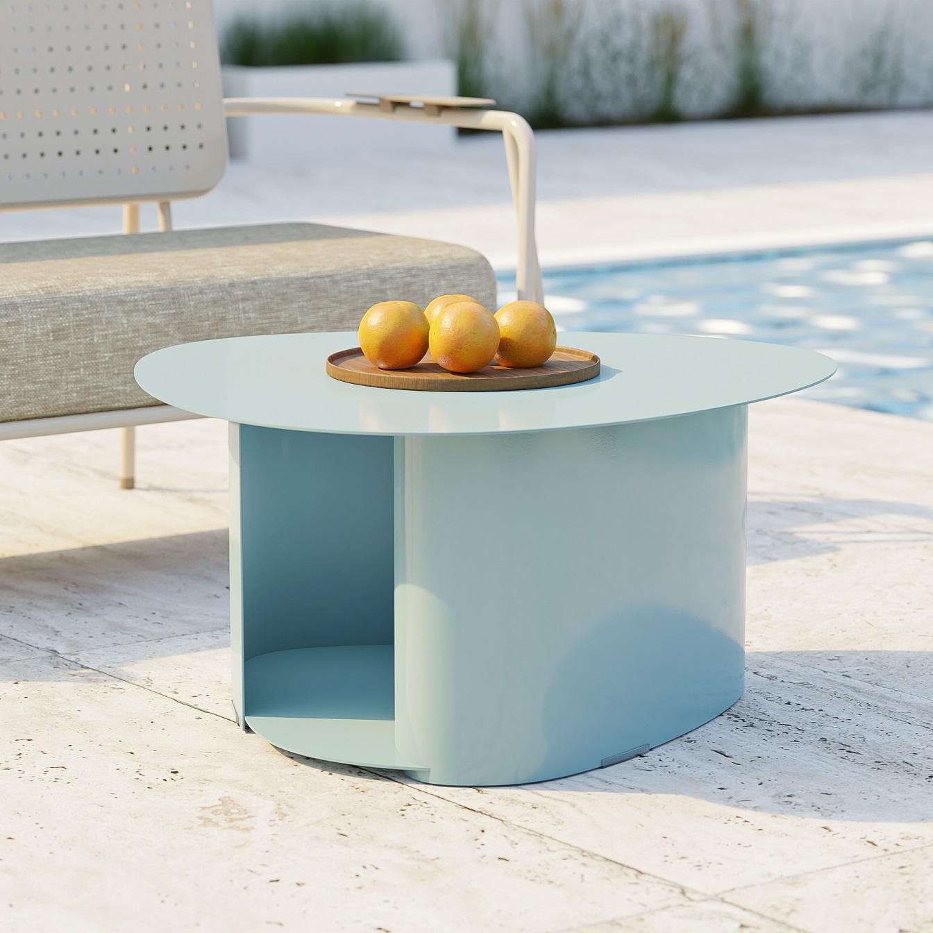 Industrieller Honey Stons Couchtisch, hergestellt von Murmurio (Metallarbeit) im Angebot