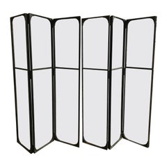 Industrial Iron and Glass Folding Screen