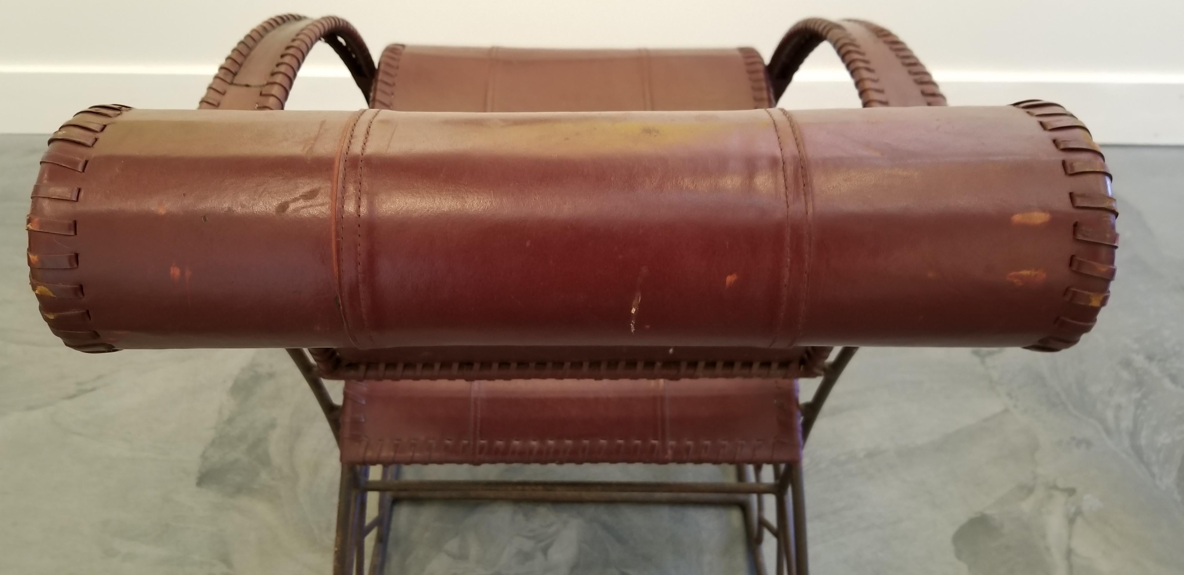 Industrial Iron and Leather Rocker For Sale 8