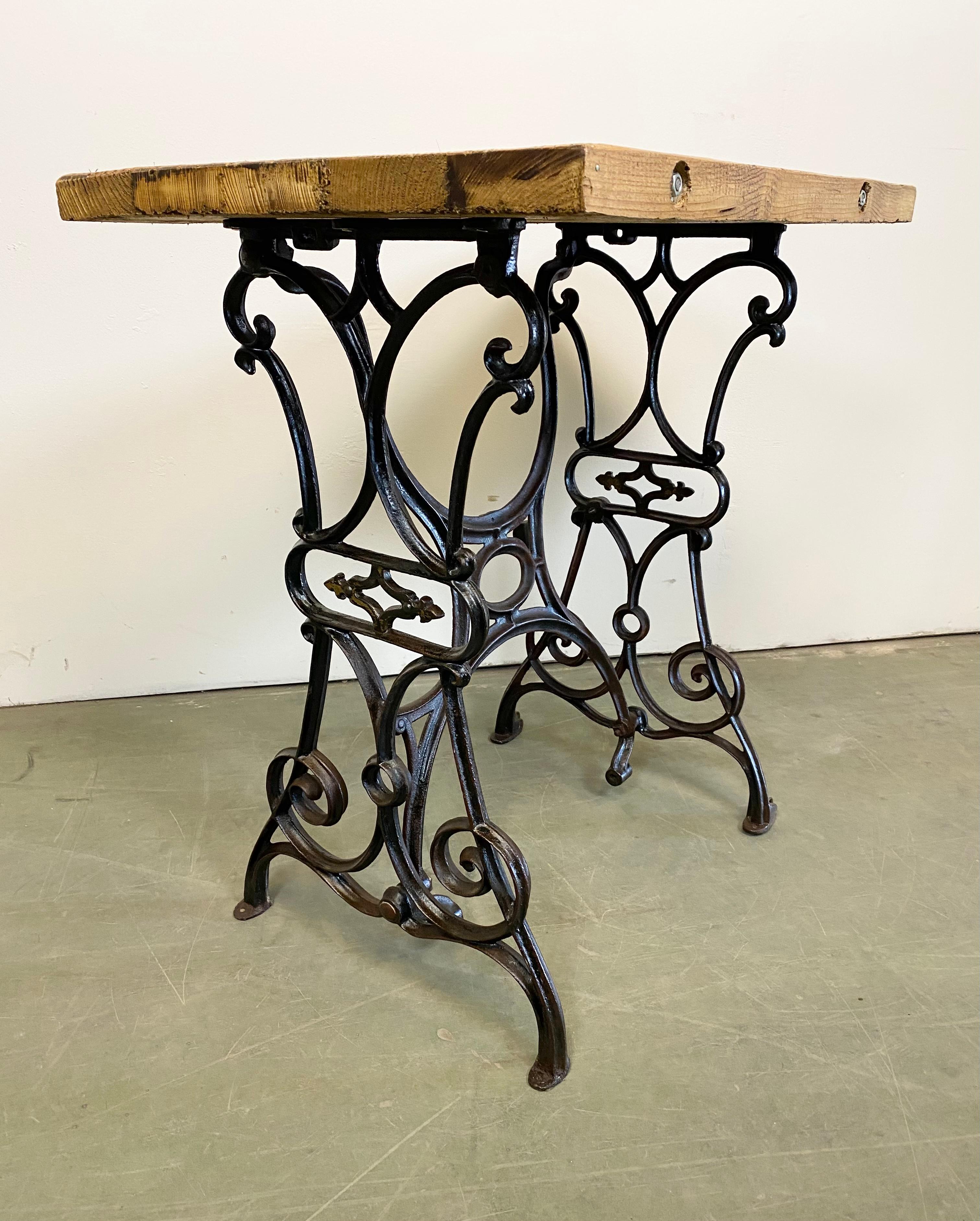 Cast Industrial Iron and Wood Worktable, 1950s For Sale