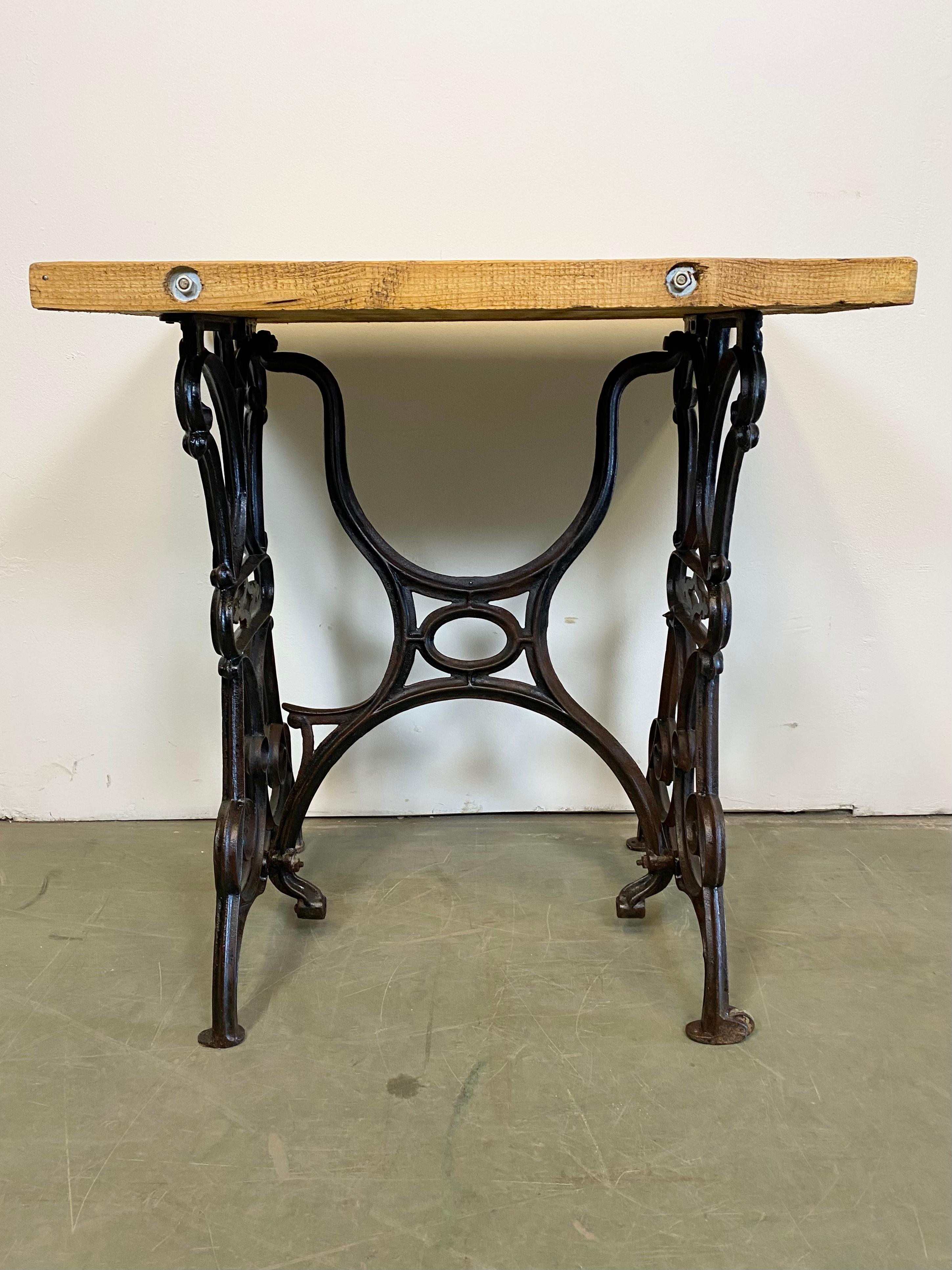 20th Century Industrial Iron and Wood Worktable, 1950s For Sale