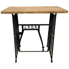 Vintage Industrial Iron and Wood Worktable, 1950s