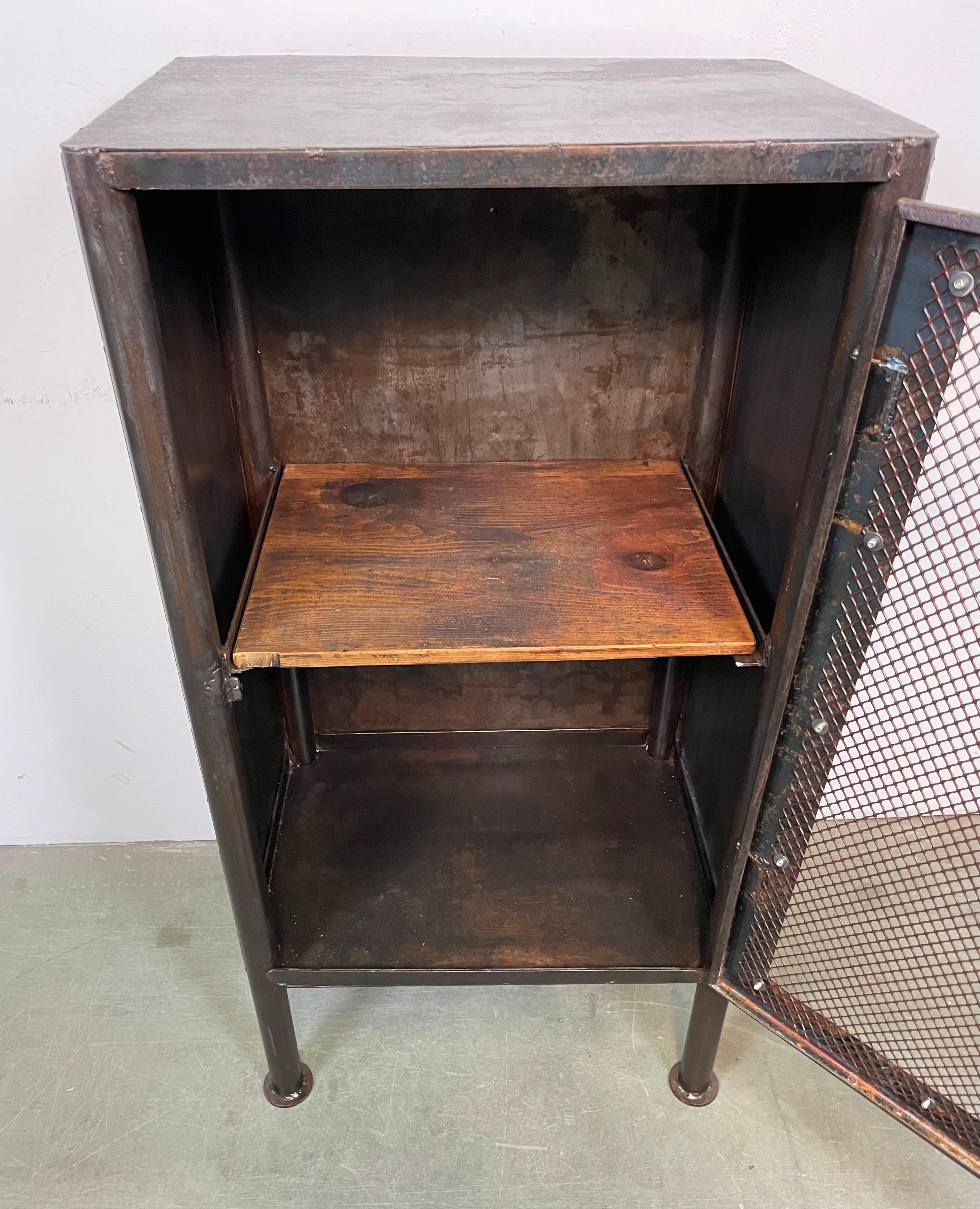 Industrial Iron Cabinet with Mesh Door, 1960s 2