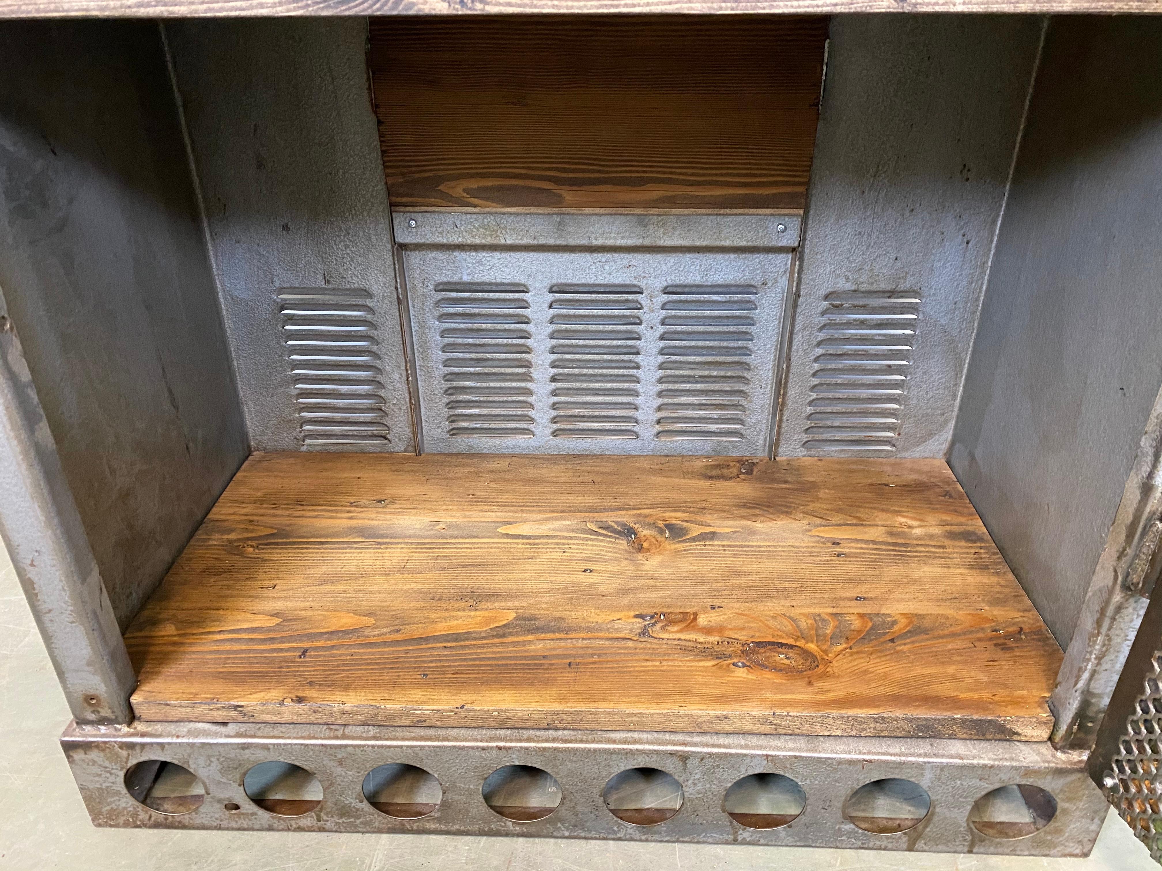 Industrial Iron Cabinet with Mesh Door, 1960s 7