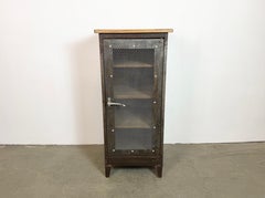 Industrial Iron Cabinet with Mesh Door, 1960s