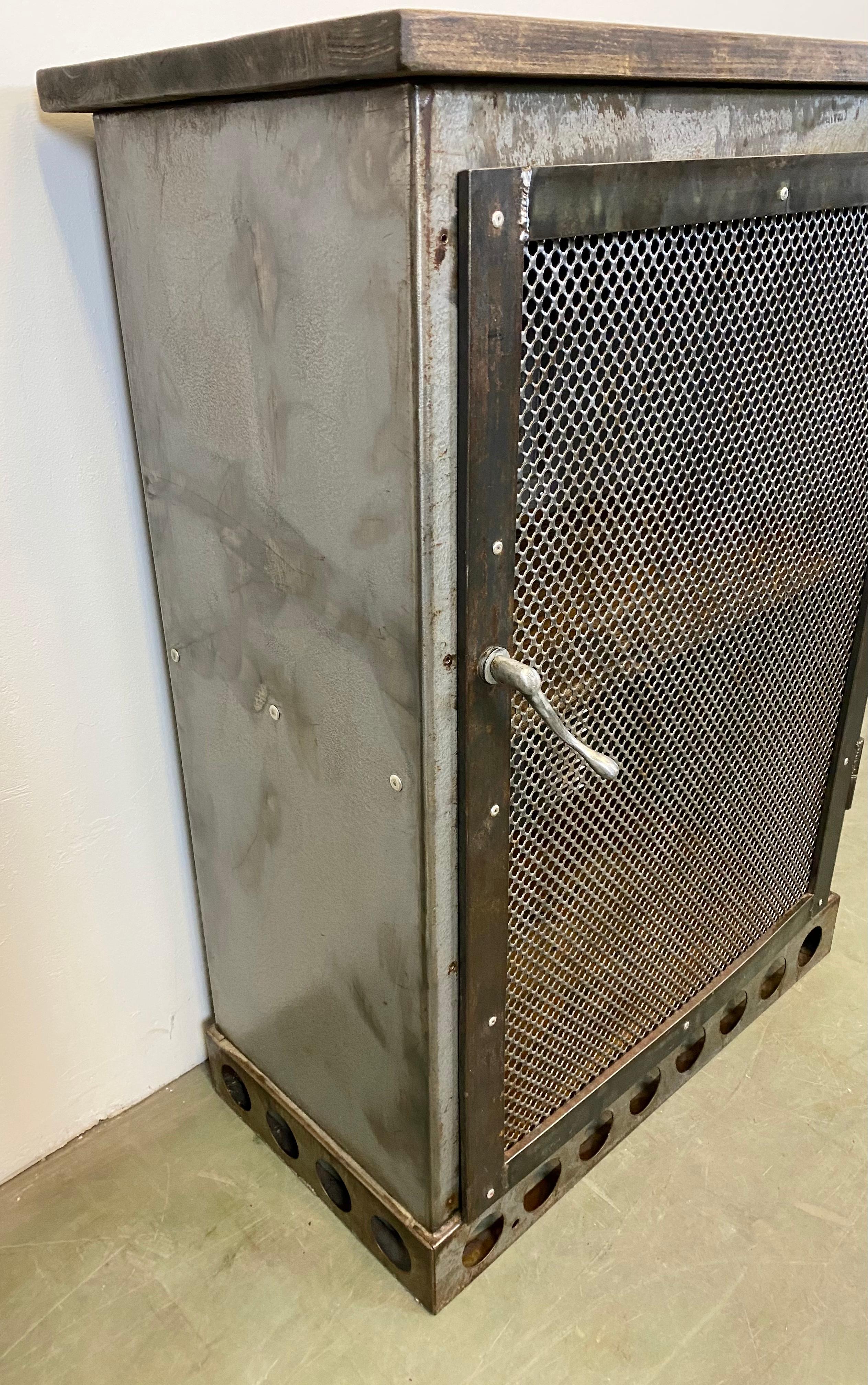 20th Century Industrial Iron Cabinet with Mesh Door, 1960s