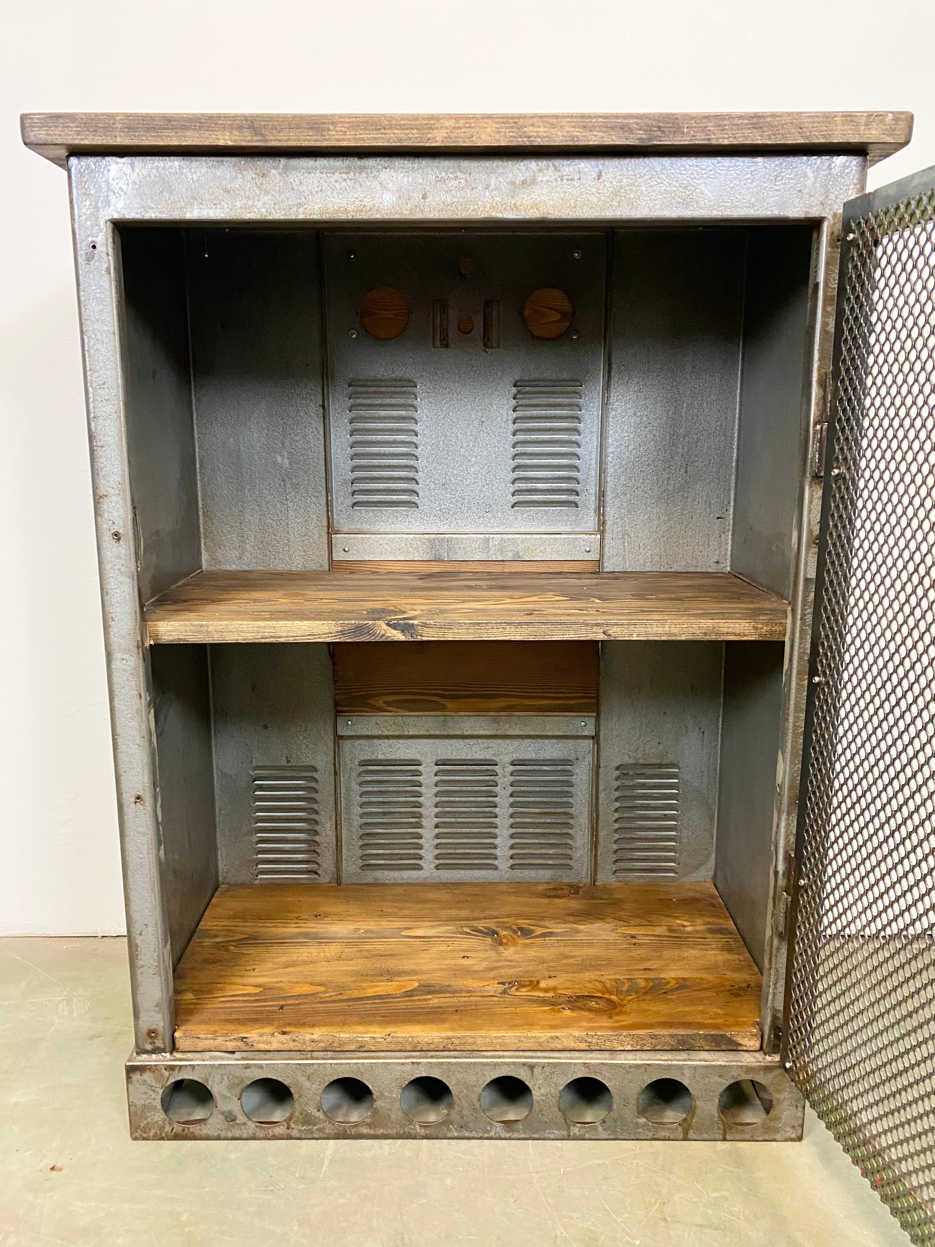 Industrial Iron Cabinet with Mesh Door, 1960s 3