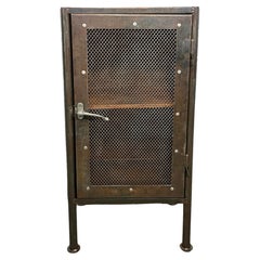 Vintage Industrial Iron Cabinet with Mesh Door, 1960s