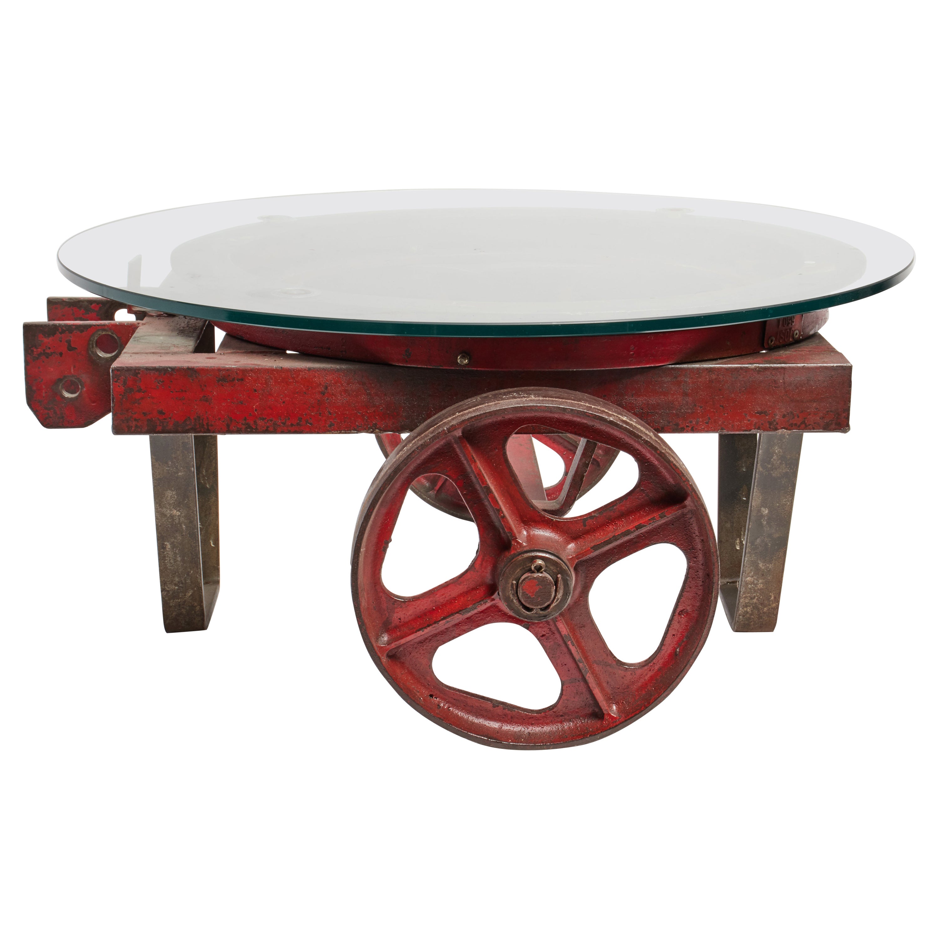 Industrial Iron Cart with Wheels, Italy, 1930