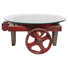 Industrial Iron Cart with Wheels, Italy, 1930