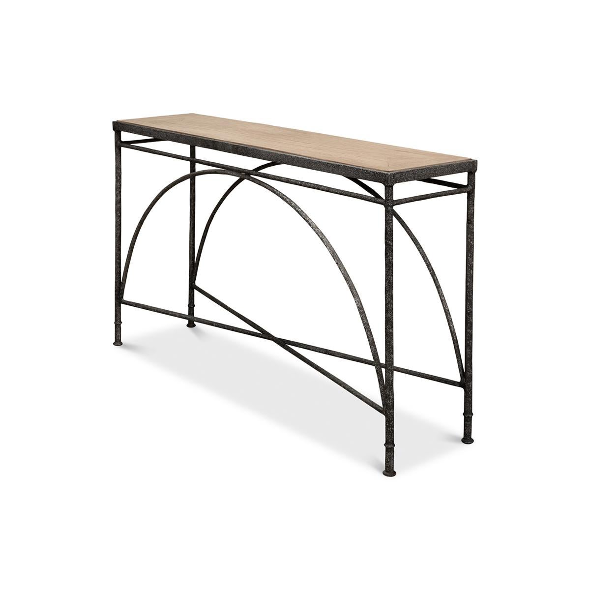 Asian Industrial Iron Console Table For Sale