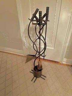 Industrial iron Fireplace Tools with Stand