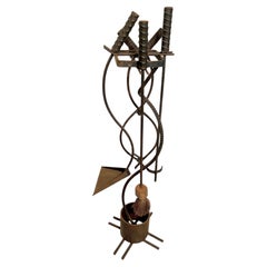 Industrial iron Fireplace Tools with Stand