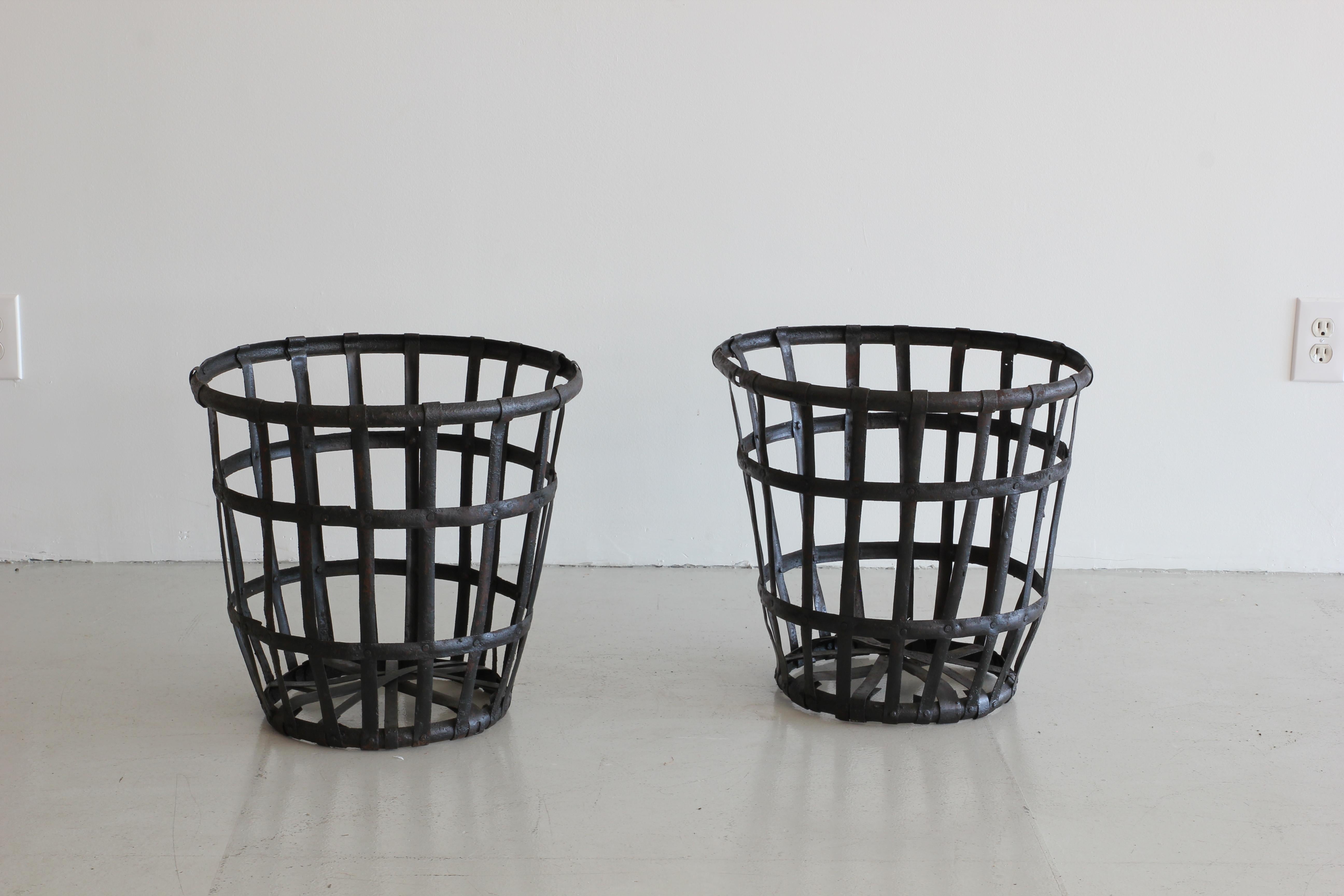 Industrial Iron French Baskets In Good Condition In Beverly Hills, CA