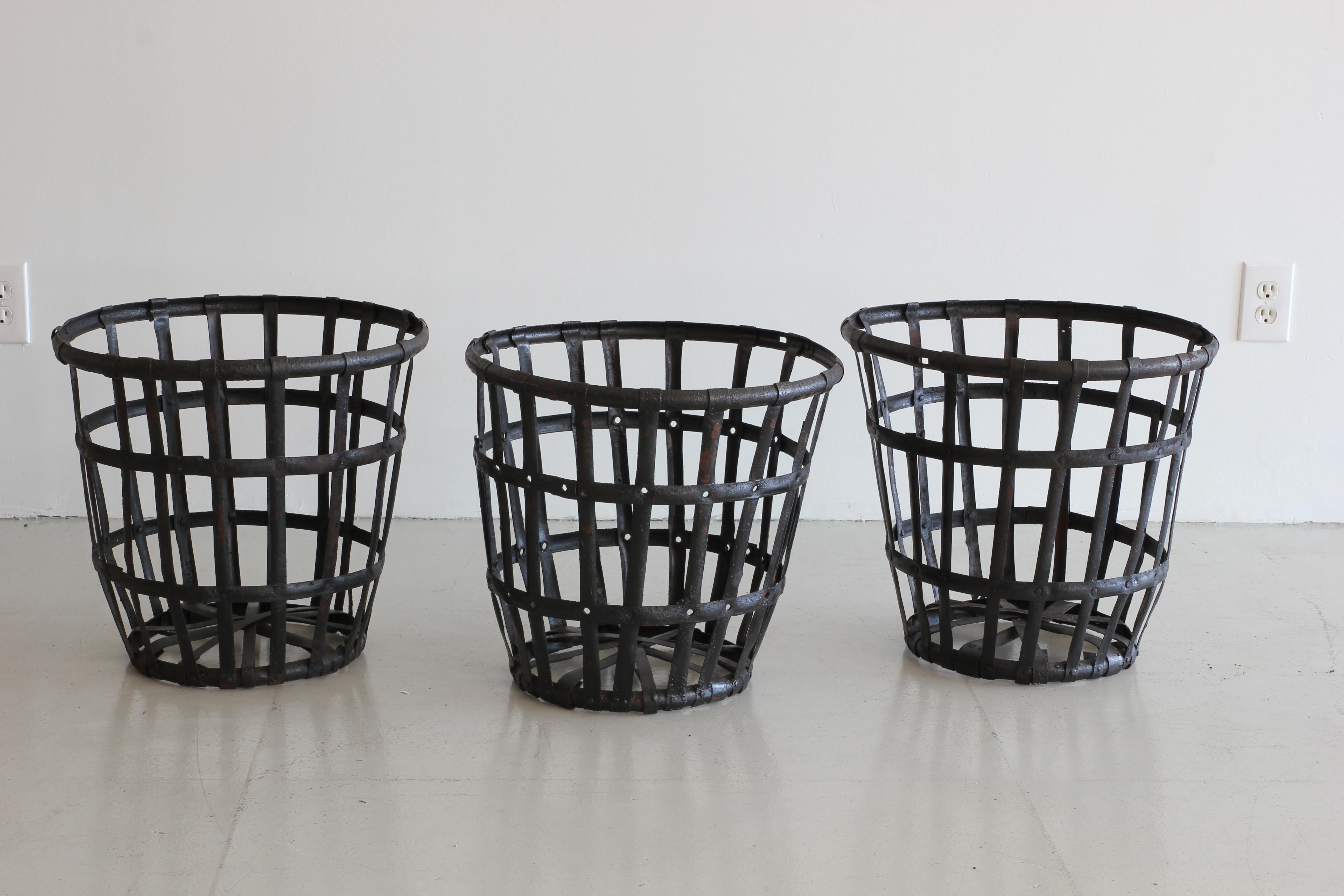 20th Century Industrial Iron French Baskets