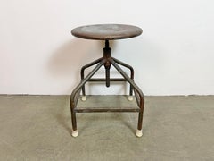 Industrial Iron Height Adjustable Swivel Stool, 1960s